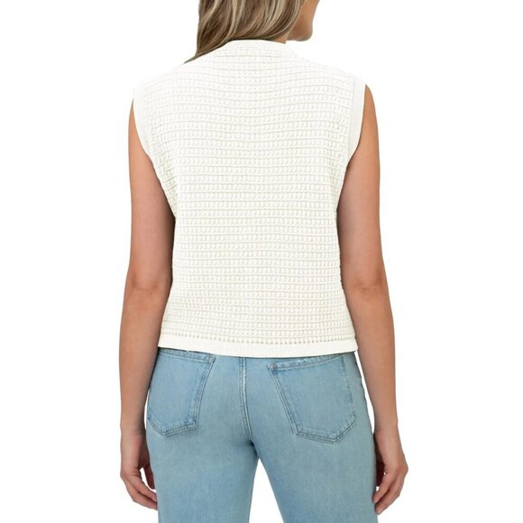 BLANKNYC Womens Sleeveless Sweater Vest Ivory Gold Buttons Designer Inspired - Picture 3 of 6